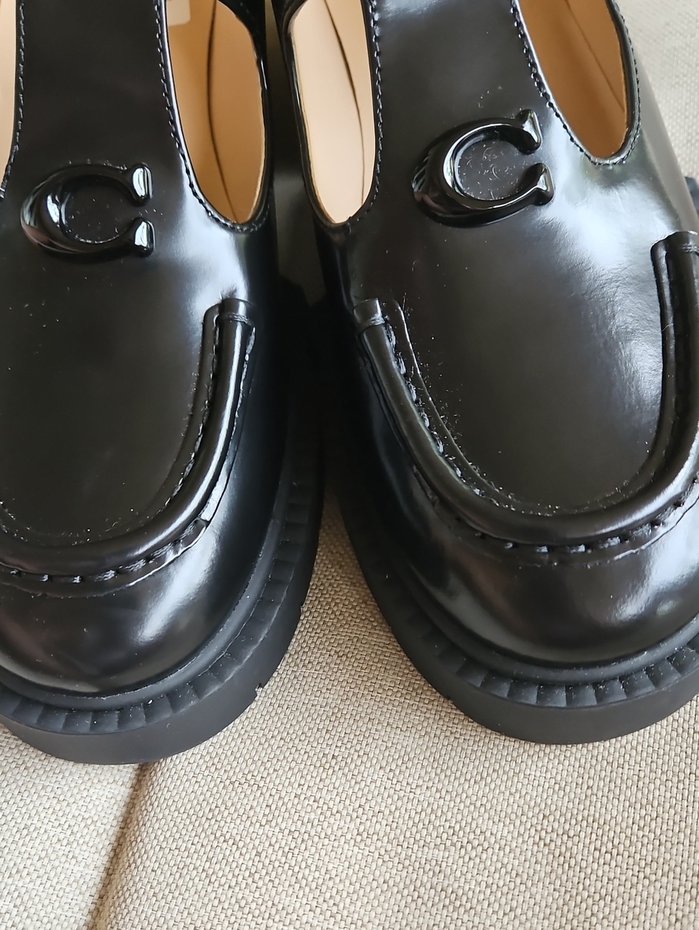 Coach LIV Mary Jane Black Platform Shoes Chunky Heel Padded Footbed Size 6 - Picture 4 of 11